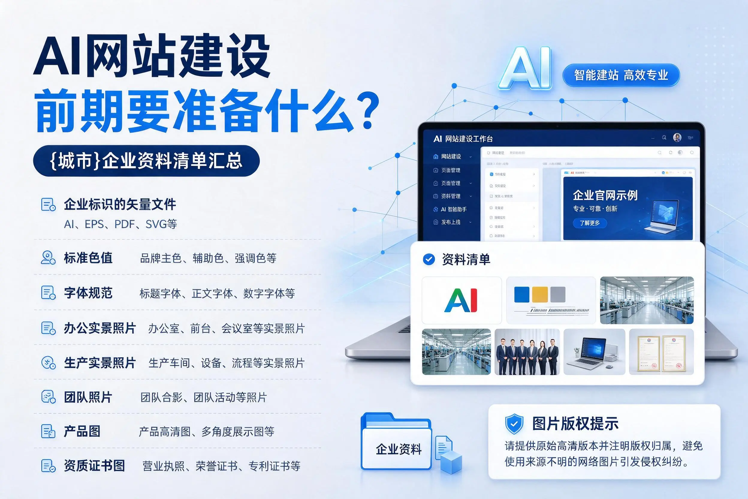 AI网站建设前期要准备什么?沧州企业资料清单汇总